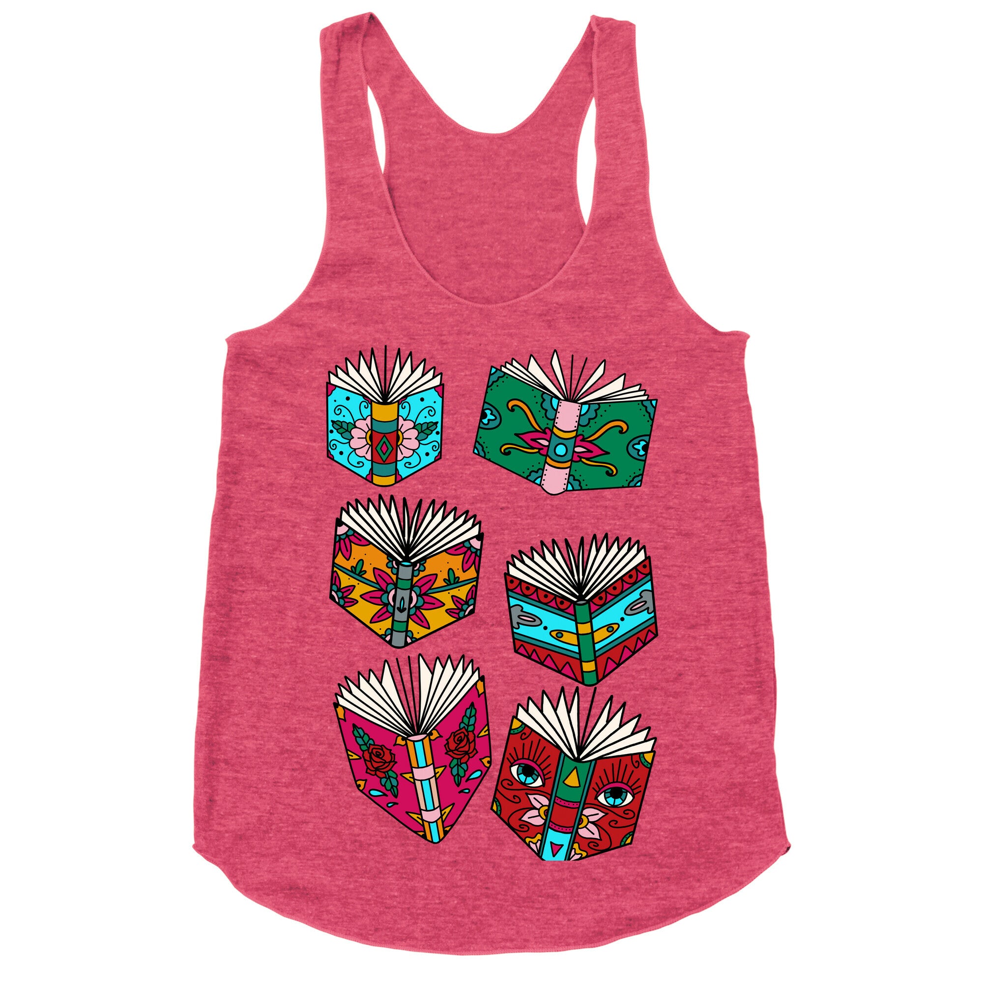 Punk Book Tattoo Pattern Racerback Tank