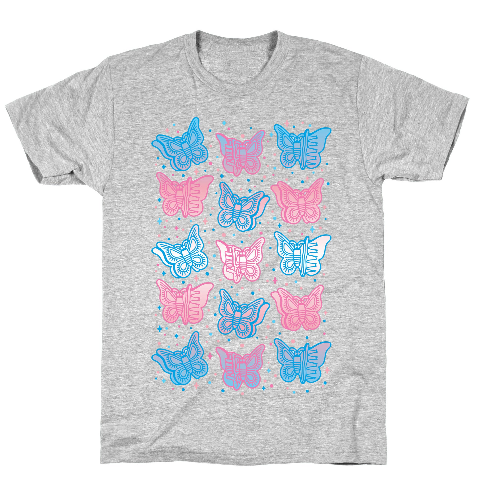 Butterfly Clips Trans Pride White Print T-Shirt