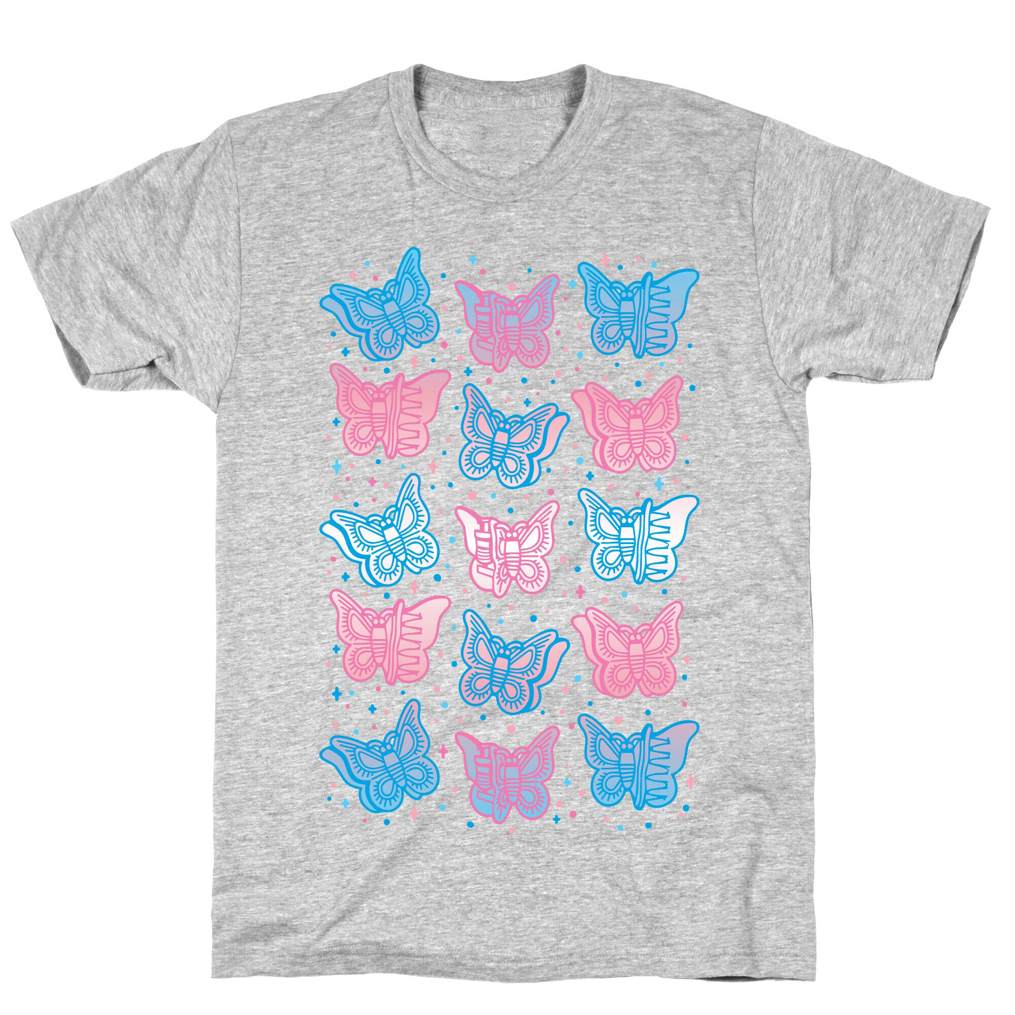 Butterfly Clips Trans Pride White Print T-Shirt