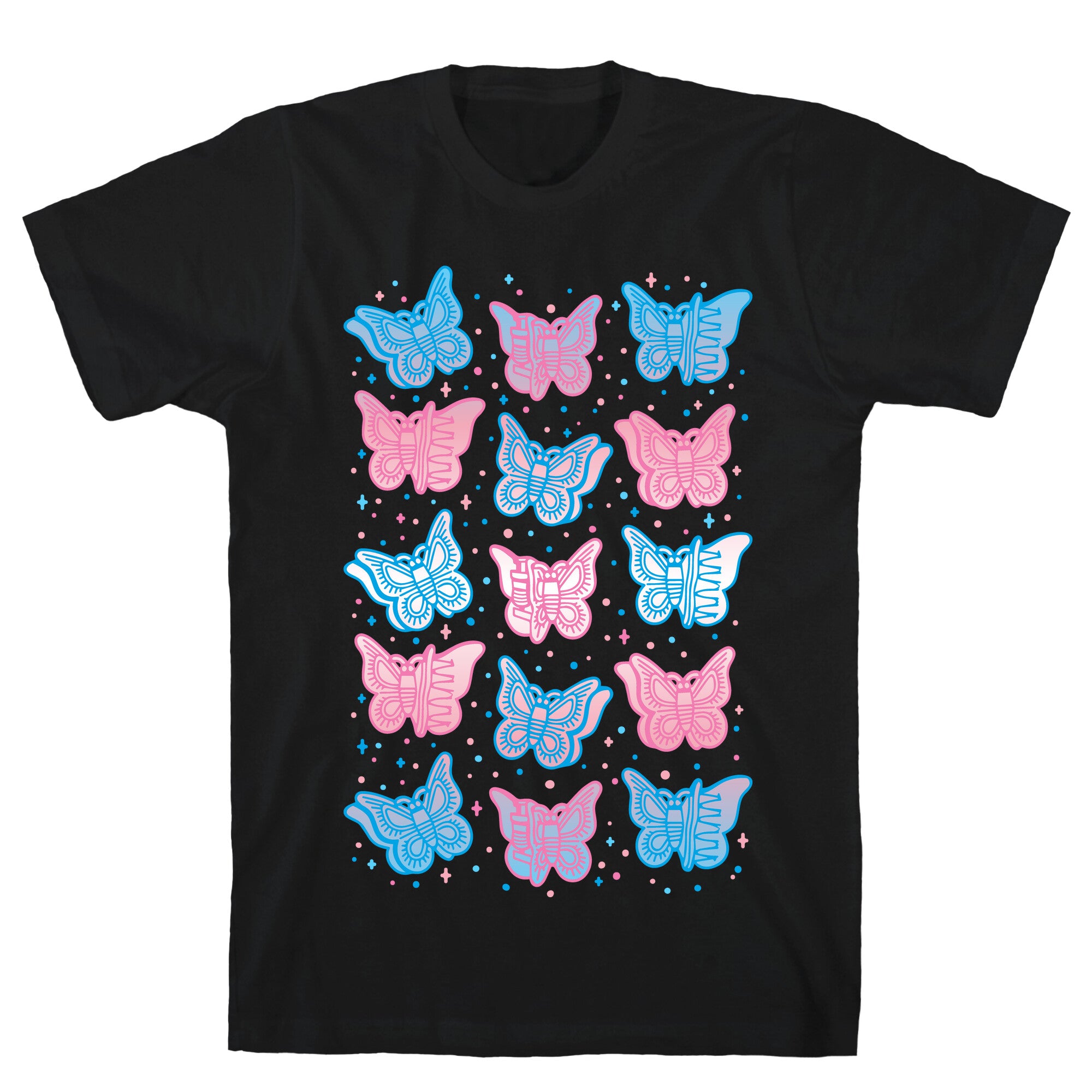 Butterfly Clips Trans Pride White Print T-Shirt