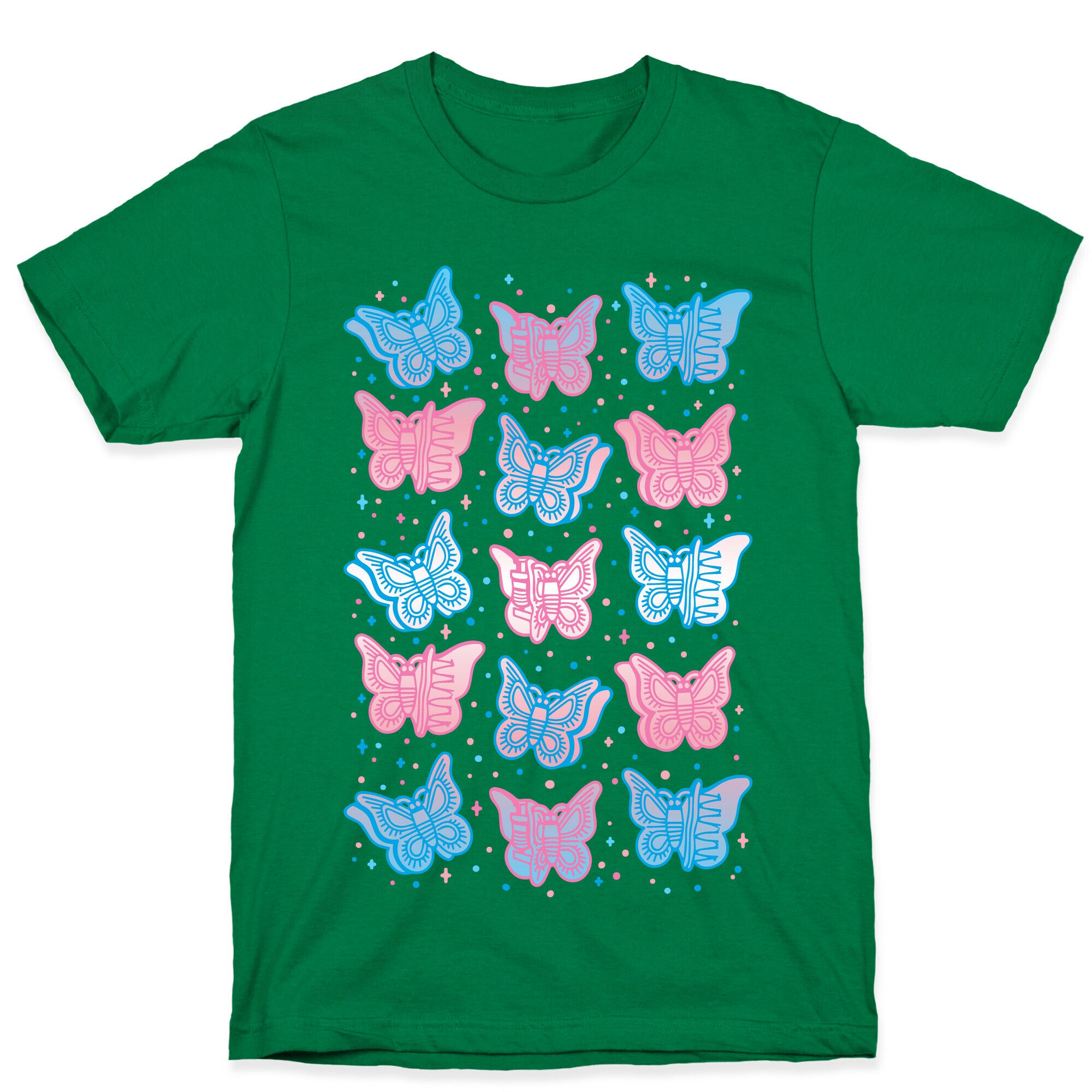 Butterfly Clips Trans Pride White Print T-Shirt
