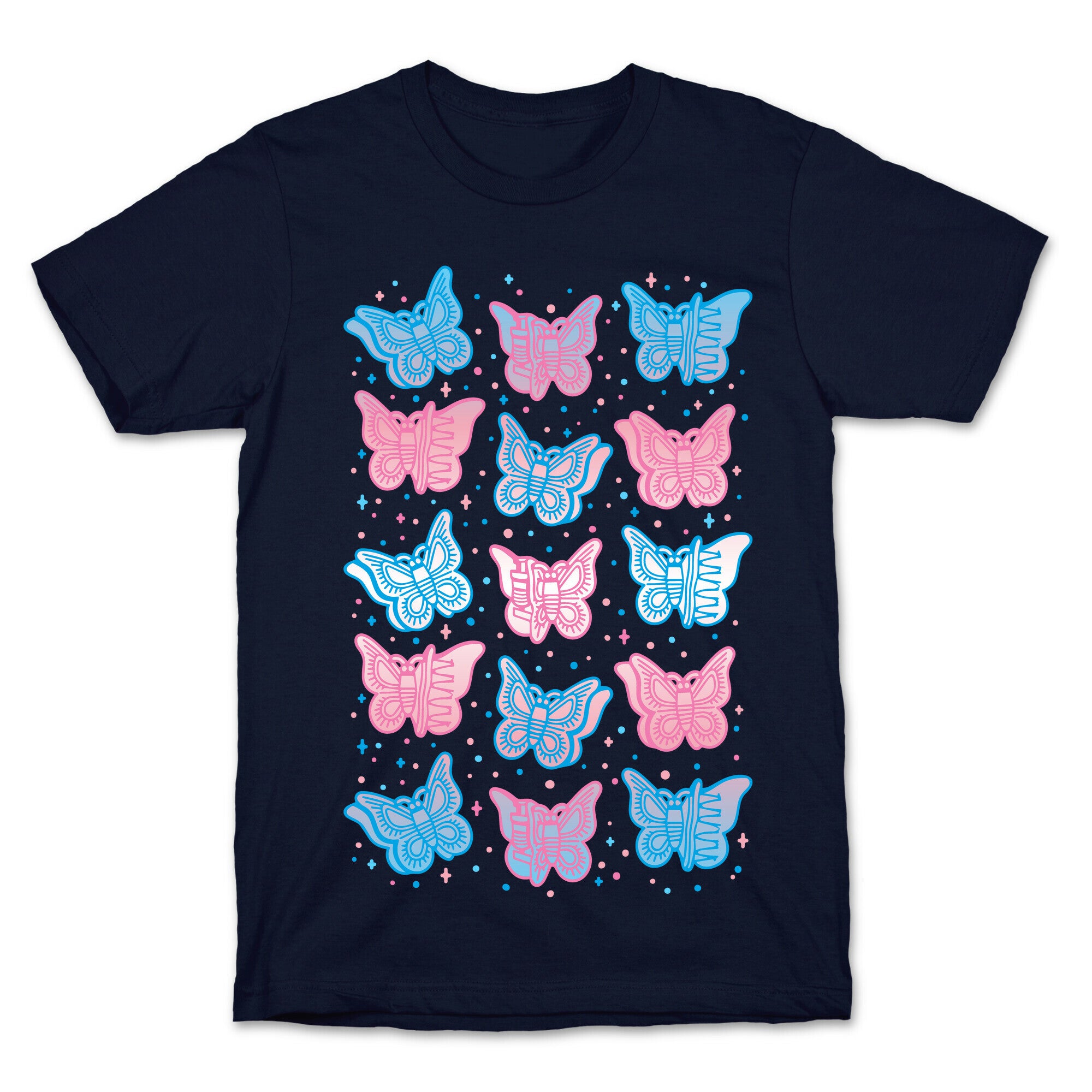Butterfly Clips Trans Pride White Print T-Shirt