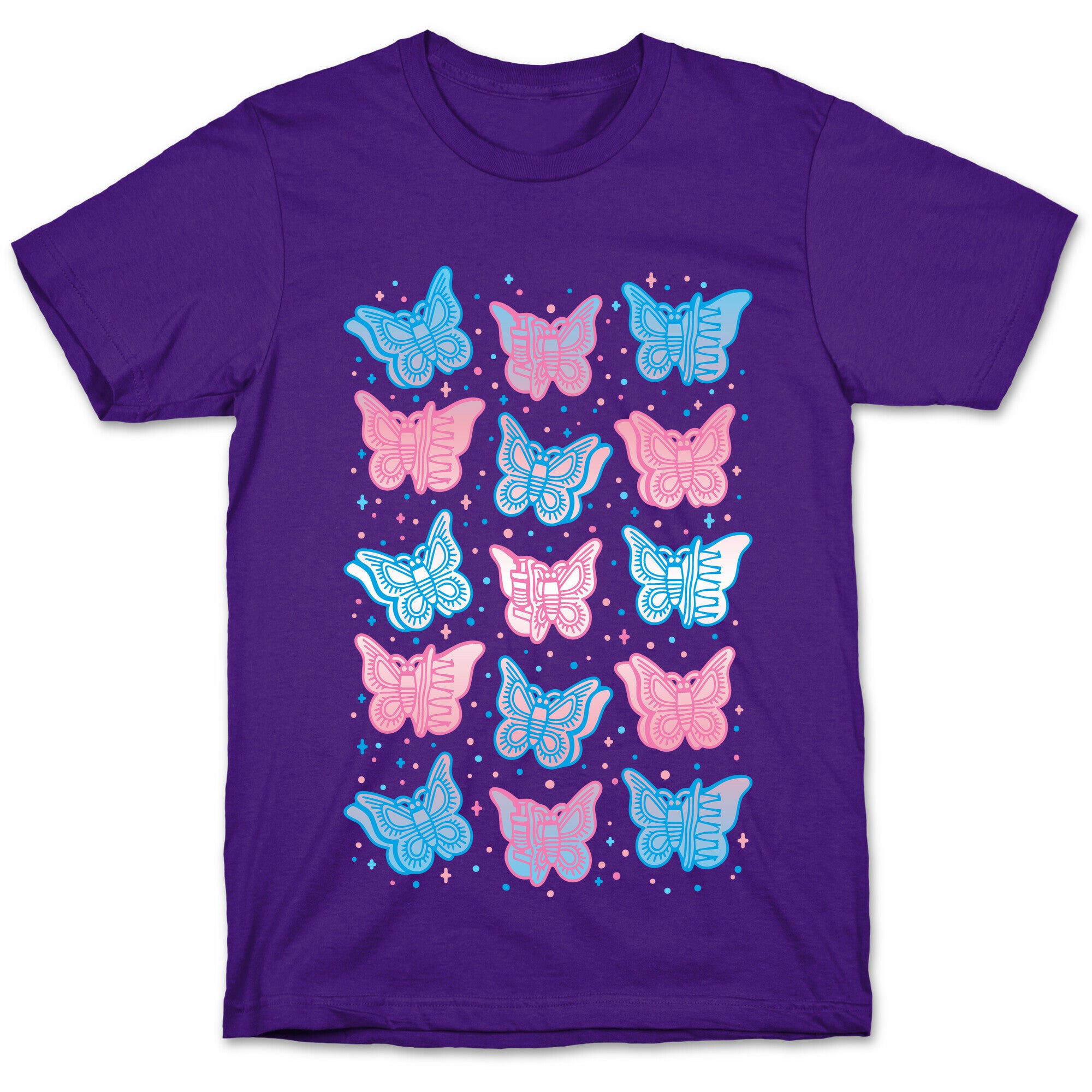 Butterfly Clips Trans Pride White Print T-Shirt