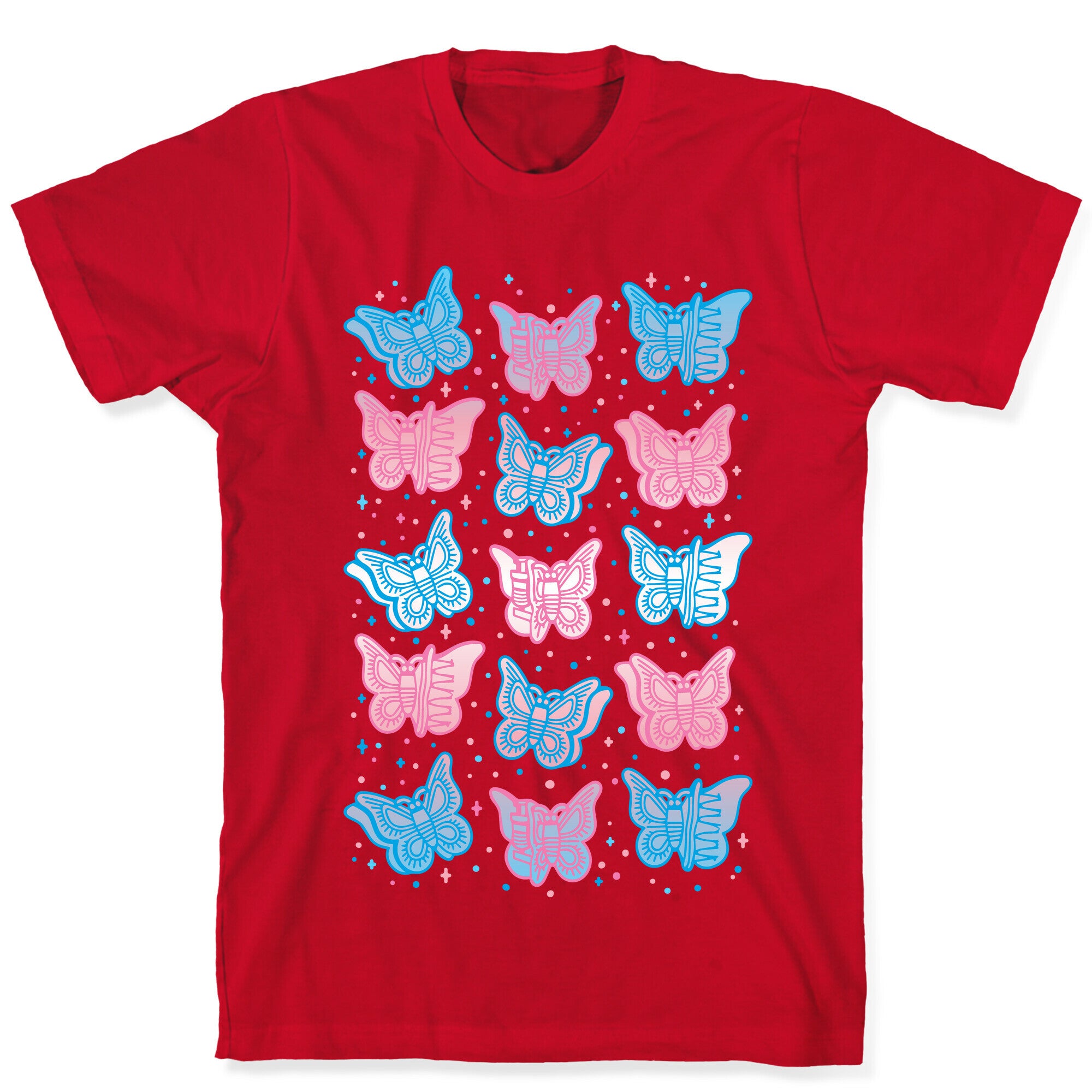 Butterfly Clips Trans Pride White Print T-Shirt