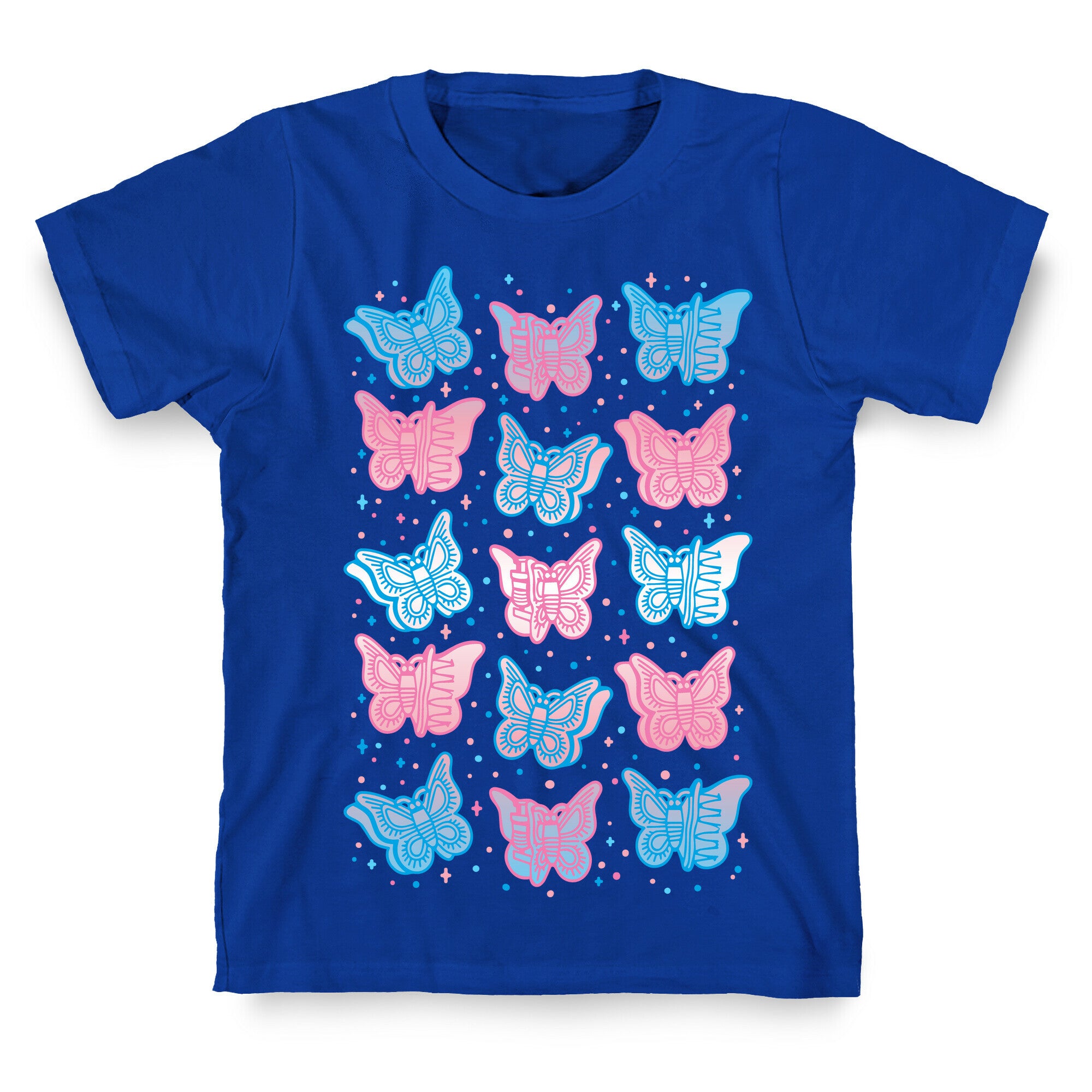 Butterfly Clips Trans Pride White Print T-Shirt