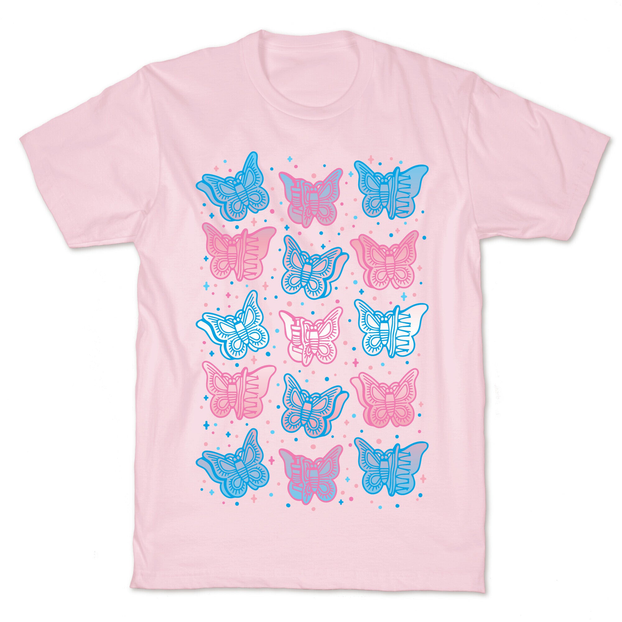 Butterfly Clips Trans Pride White Print T-Shirt