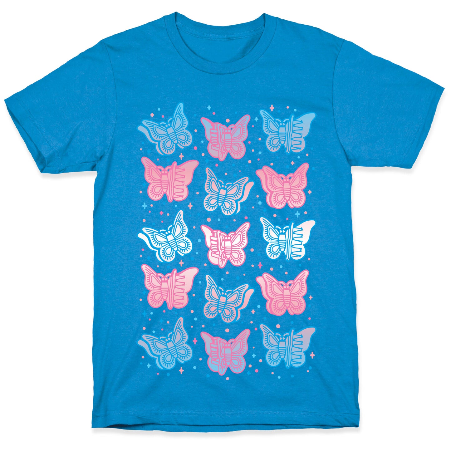 Butterfly Clips Trans Pride White Print T-Shirt