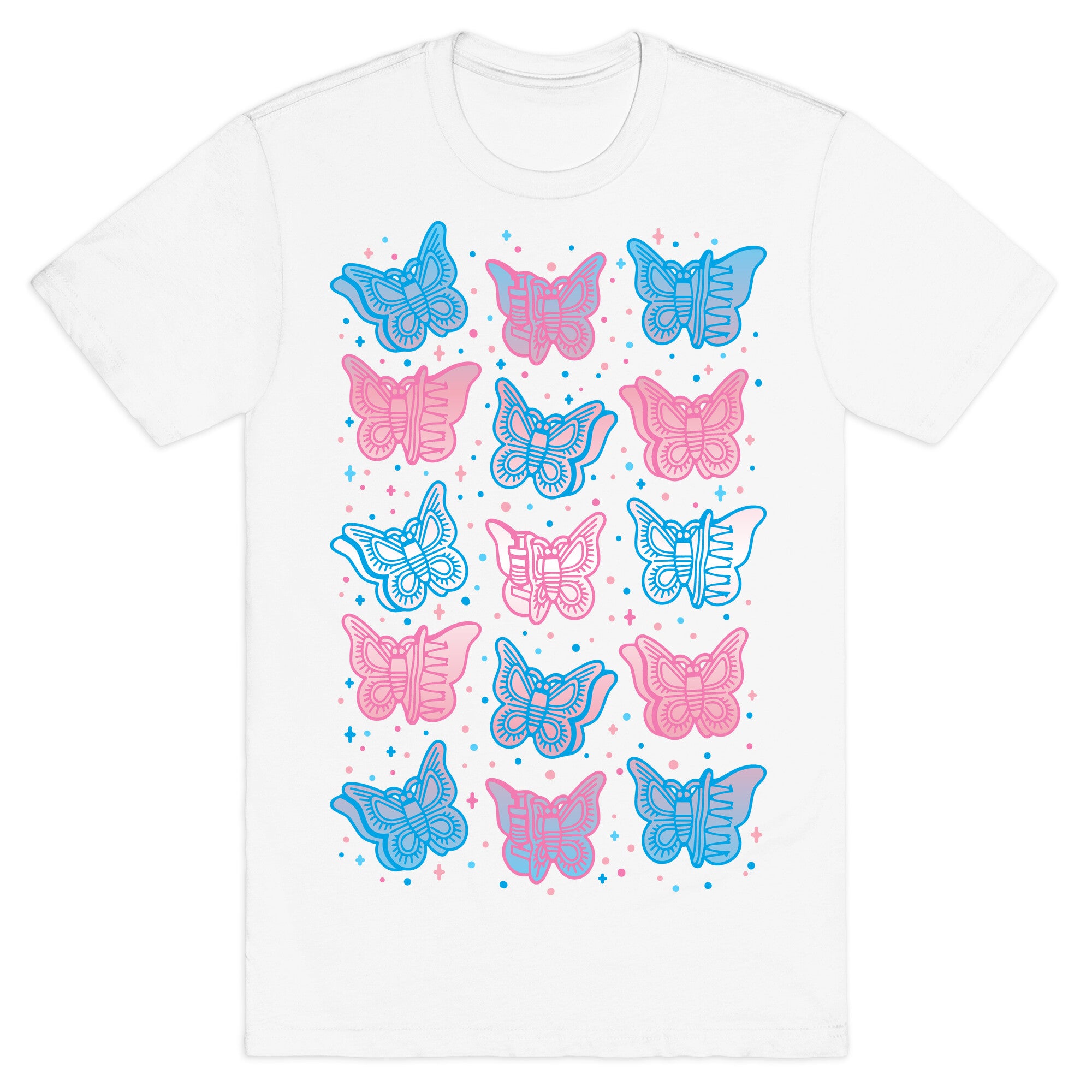 Butterfly Clips Trans Pride White Print T-Shirt