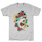 Floral Shark Traditional Tattoo T-Shirt