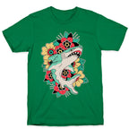 Floral Shark Traditional Tattoo T-Shirt