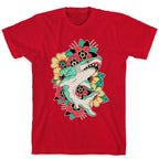 Floral Shark Traditional Tattoo T-Shirt