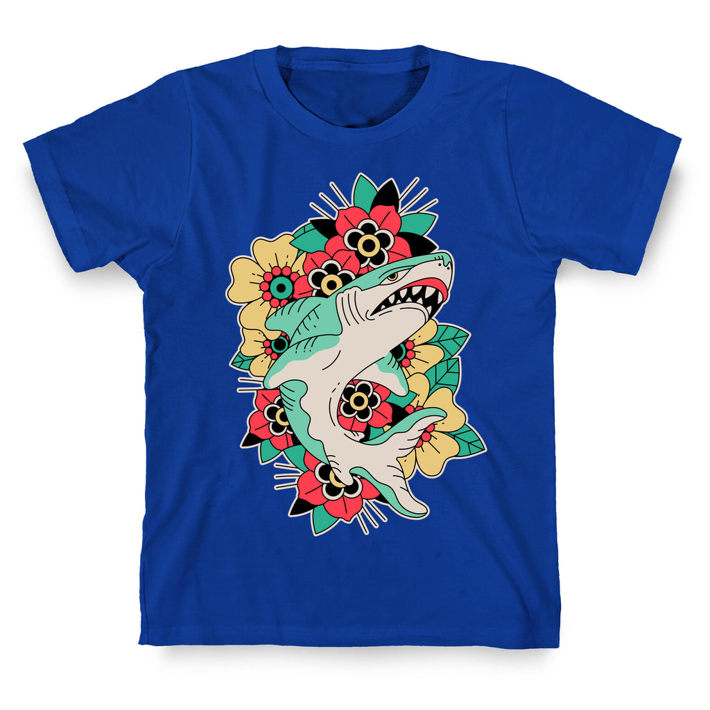Floral Shark Traditional Tattoo T-Shirt