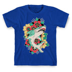 Floral Shark Traditional Tattoo T-Shirt