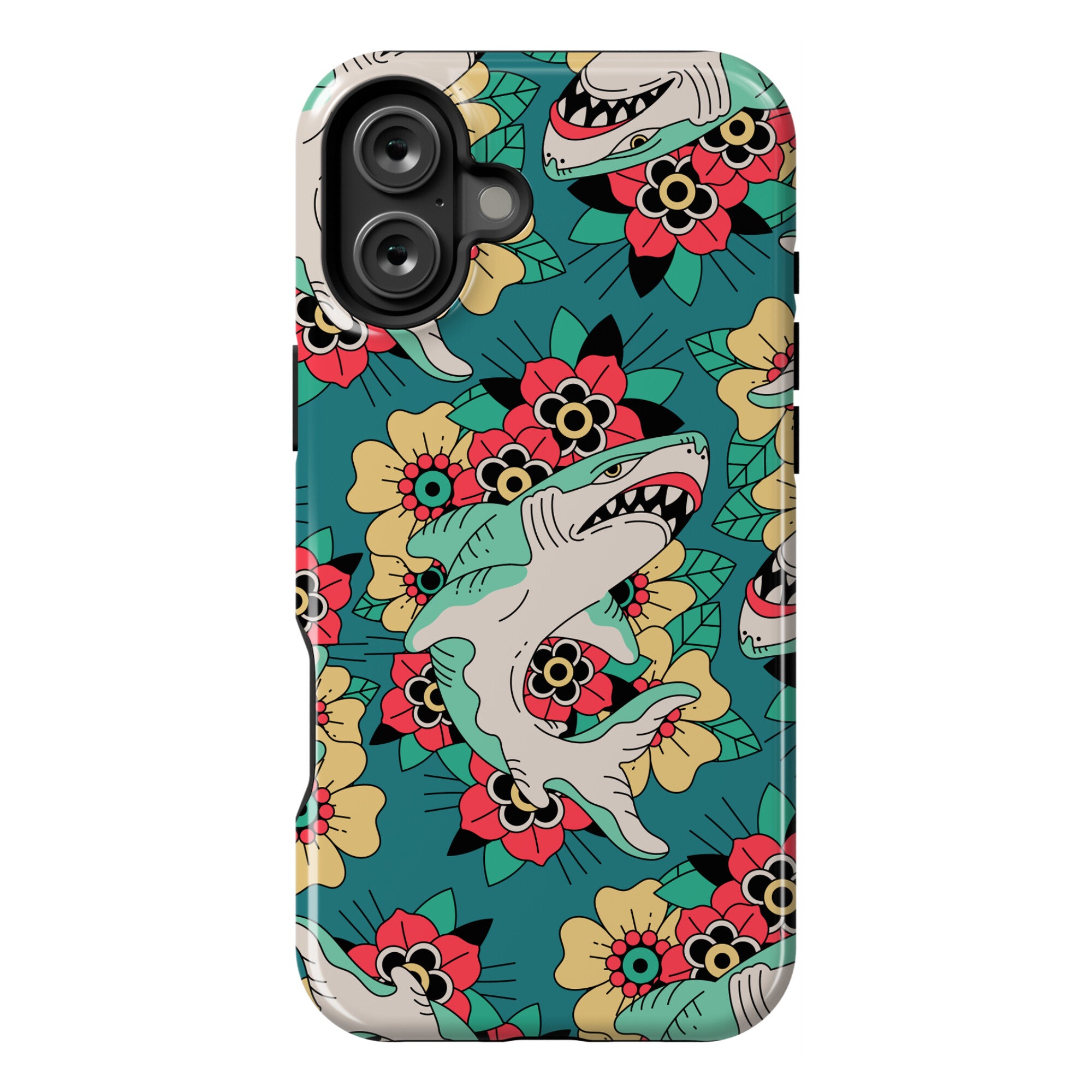 Floral Shark Traditional Tattoo Phone Case