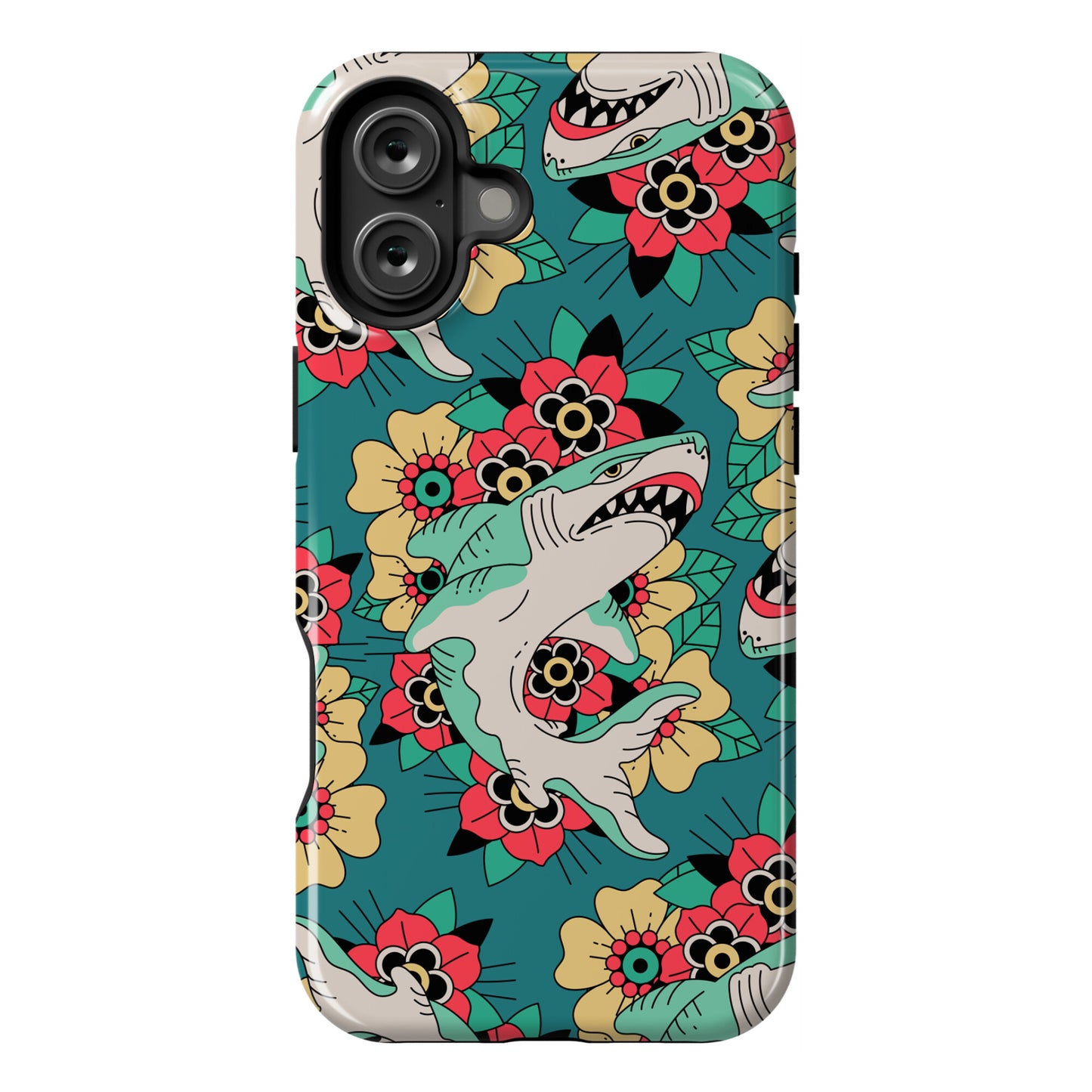 Floral Shark Traditional Tattoo Phone Case