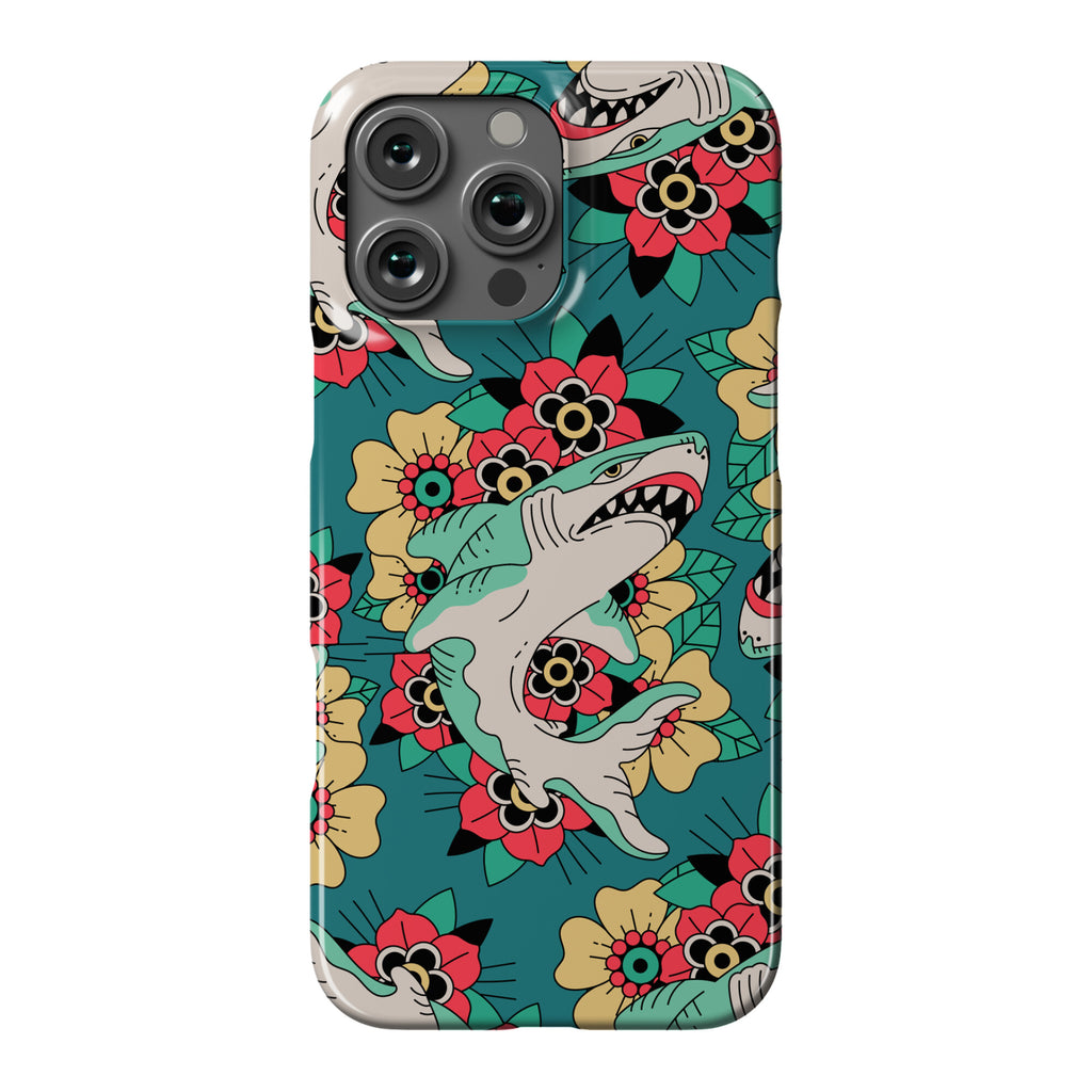 Floral Shark Traditional Tattoo Phone Case