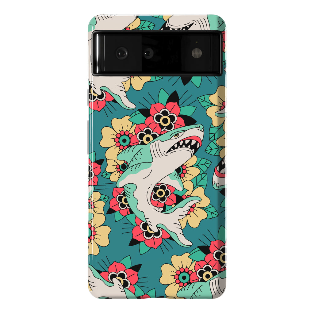Floral Shark Traditional Tattoo Phone Case