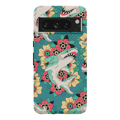 Floral Shark Traditional Tattoo Phone Case