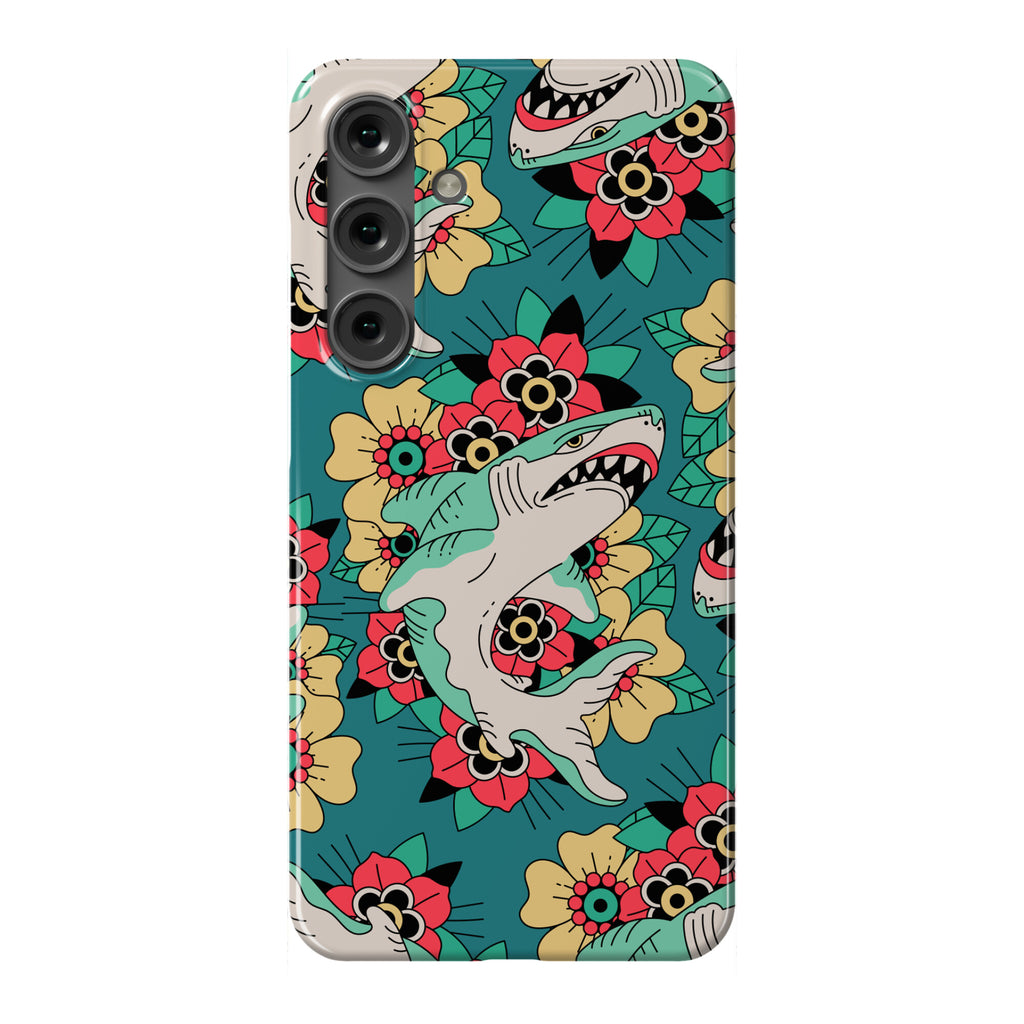 Floral Shark Traditional Tattoo Phone Case
