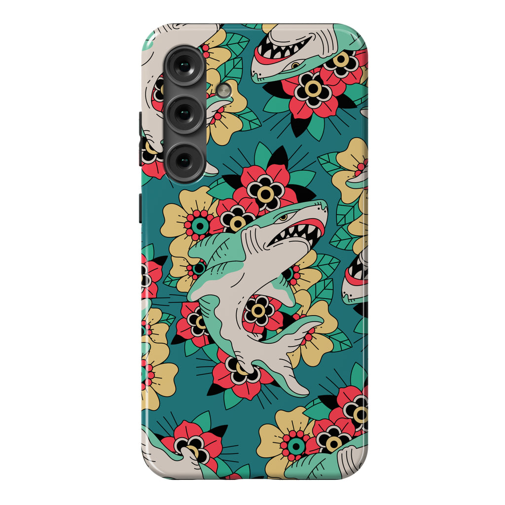 Floral Shark Traditional Tattoo Phone Case