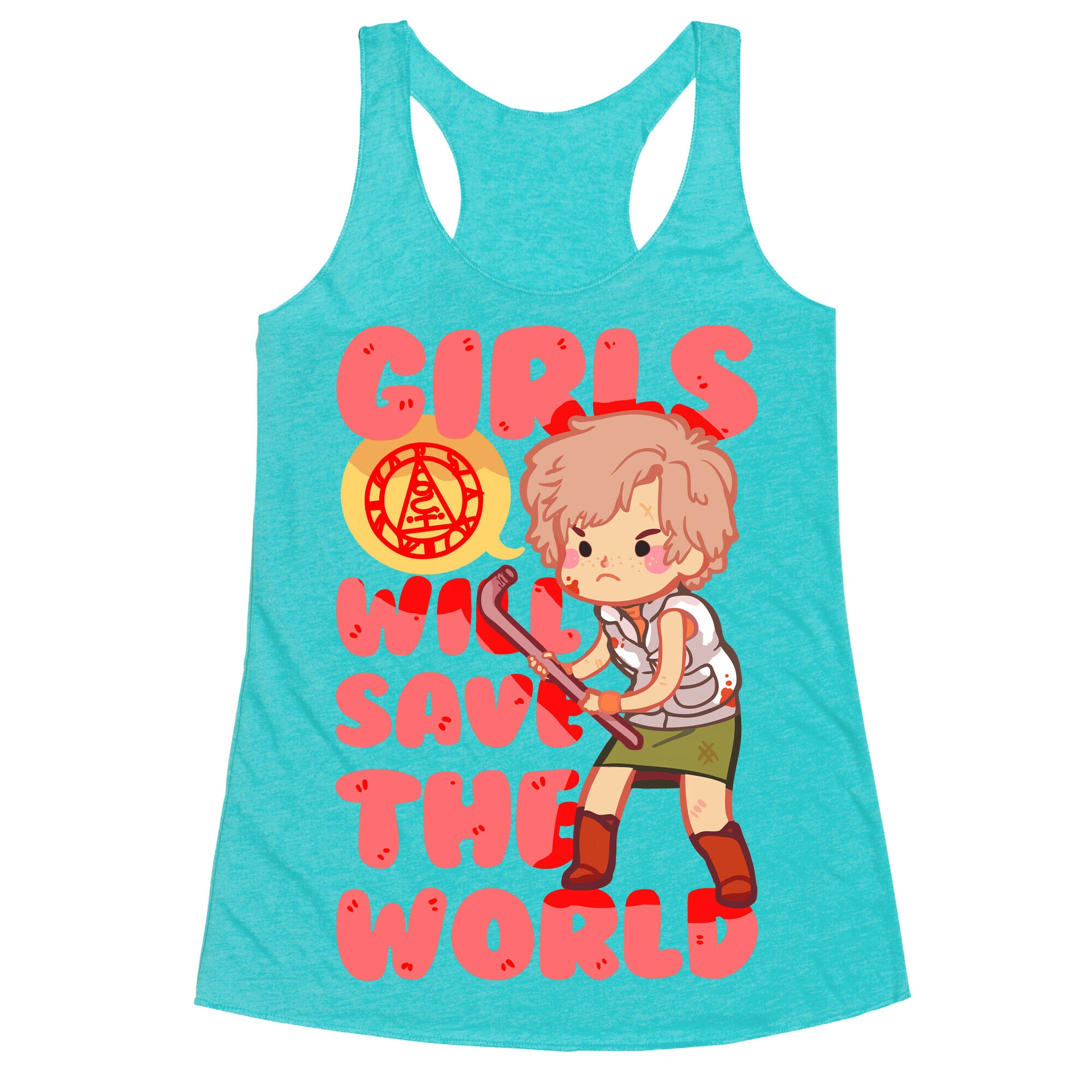 Girls Will Save The World Racerback Tank