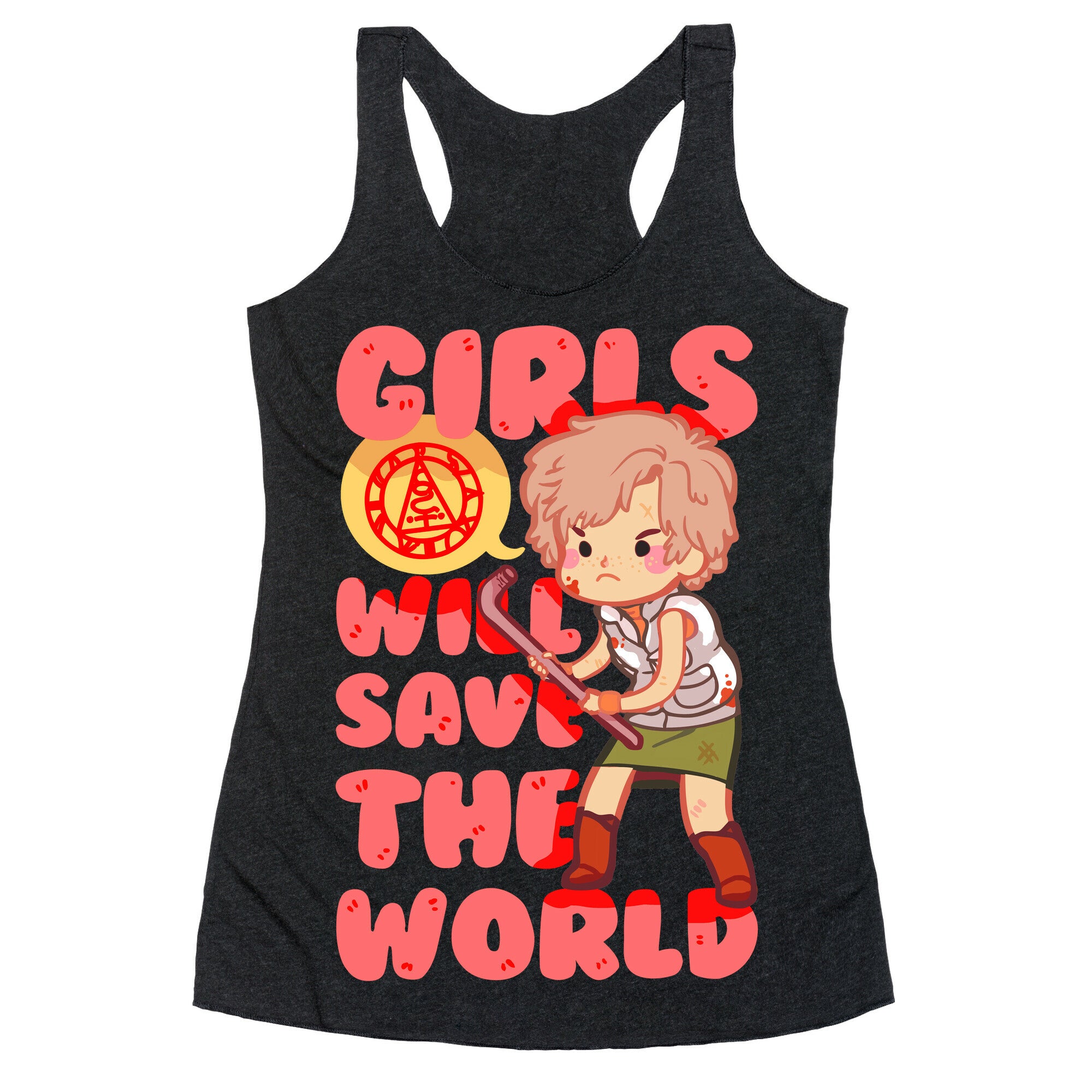 Girls Will Save The World Racerback Tank