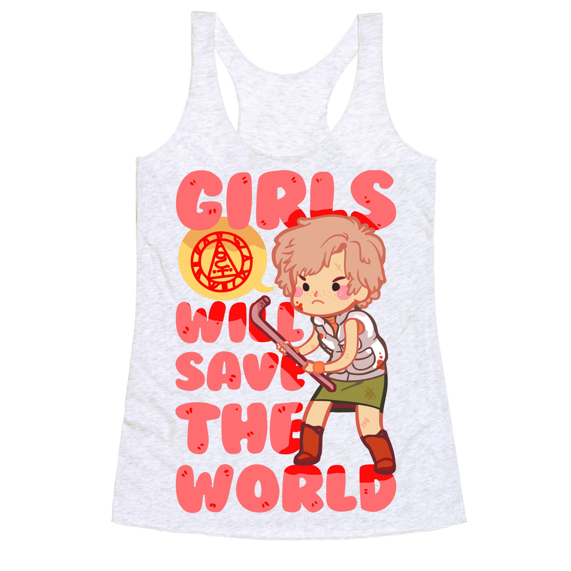 Girls Will Save The World Racerback Tank