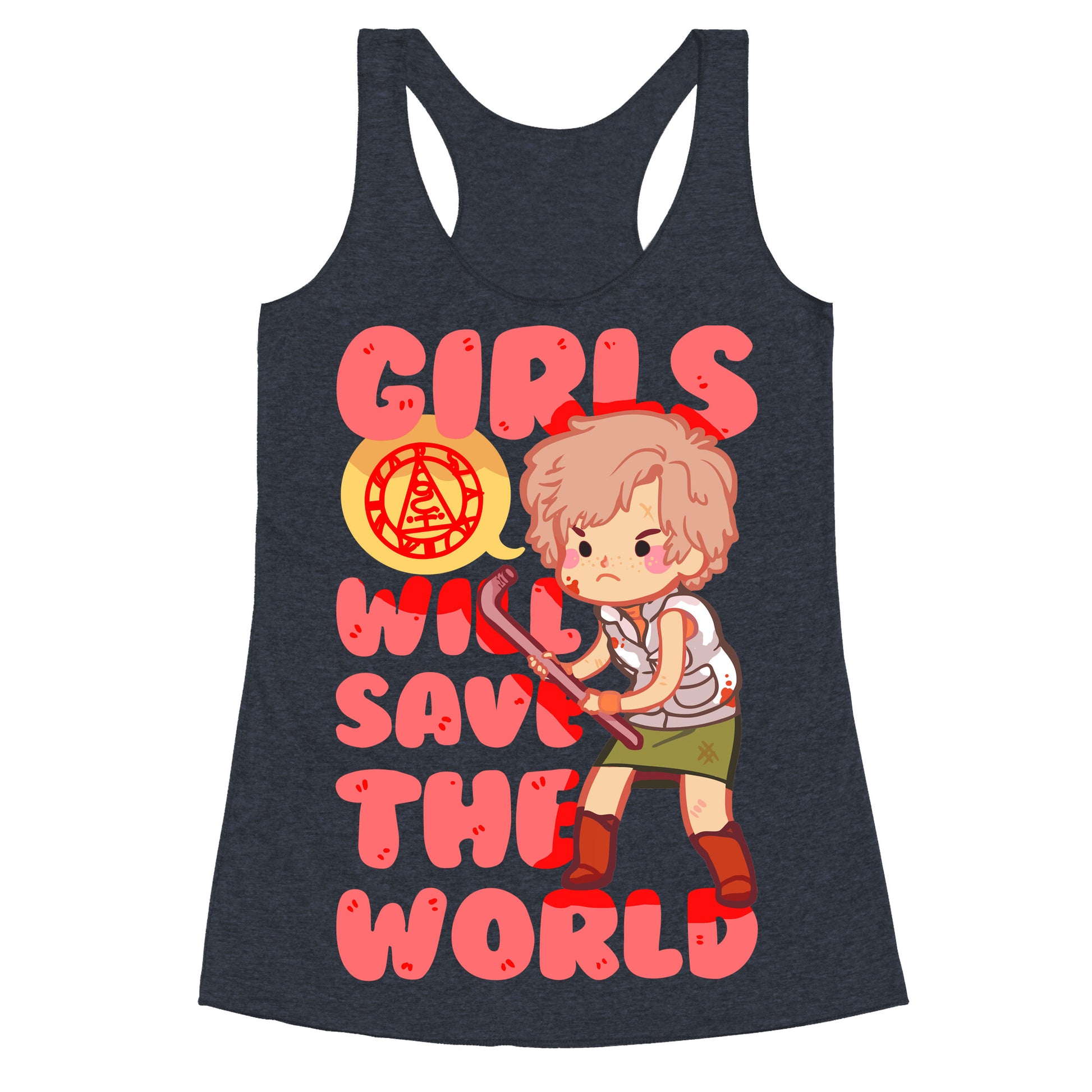Girls Will Save The World Racerback Tank
