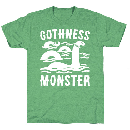 Gothness Monster Parody White Print Unisex Triblend Tee