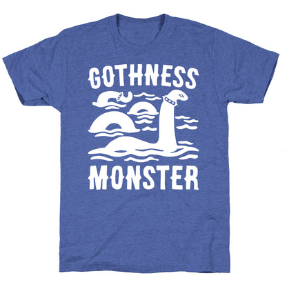 Gothness Monster Parody White Print Unisex Triblend Tee