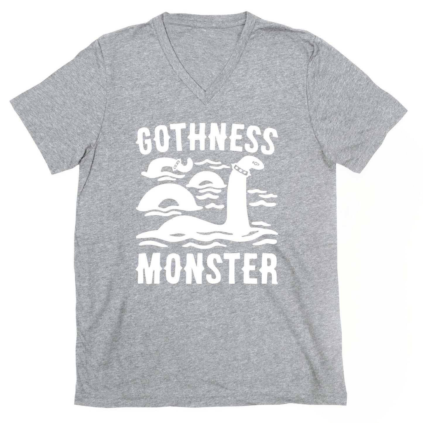 Gothness Monster Parody White Print V-Neck