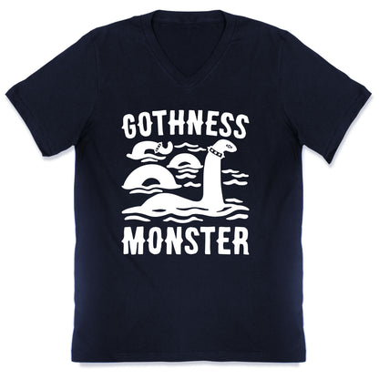 Gothness Monster Parody White Print V-Neck