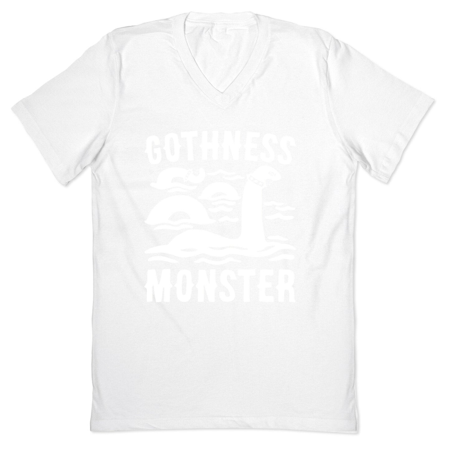 Gothness Monster Parody White Print V-Neck
