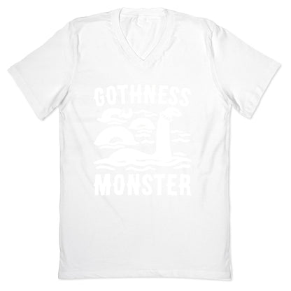 Gothness Monster Parody White Print V-Neck