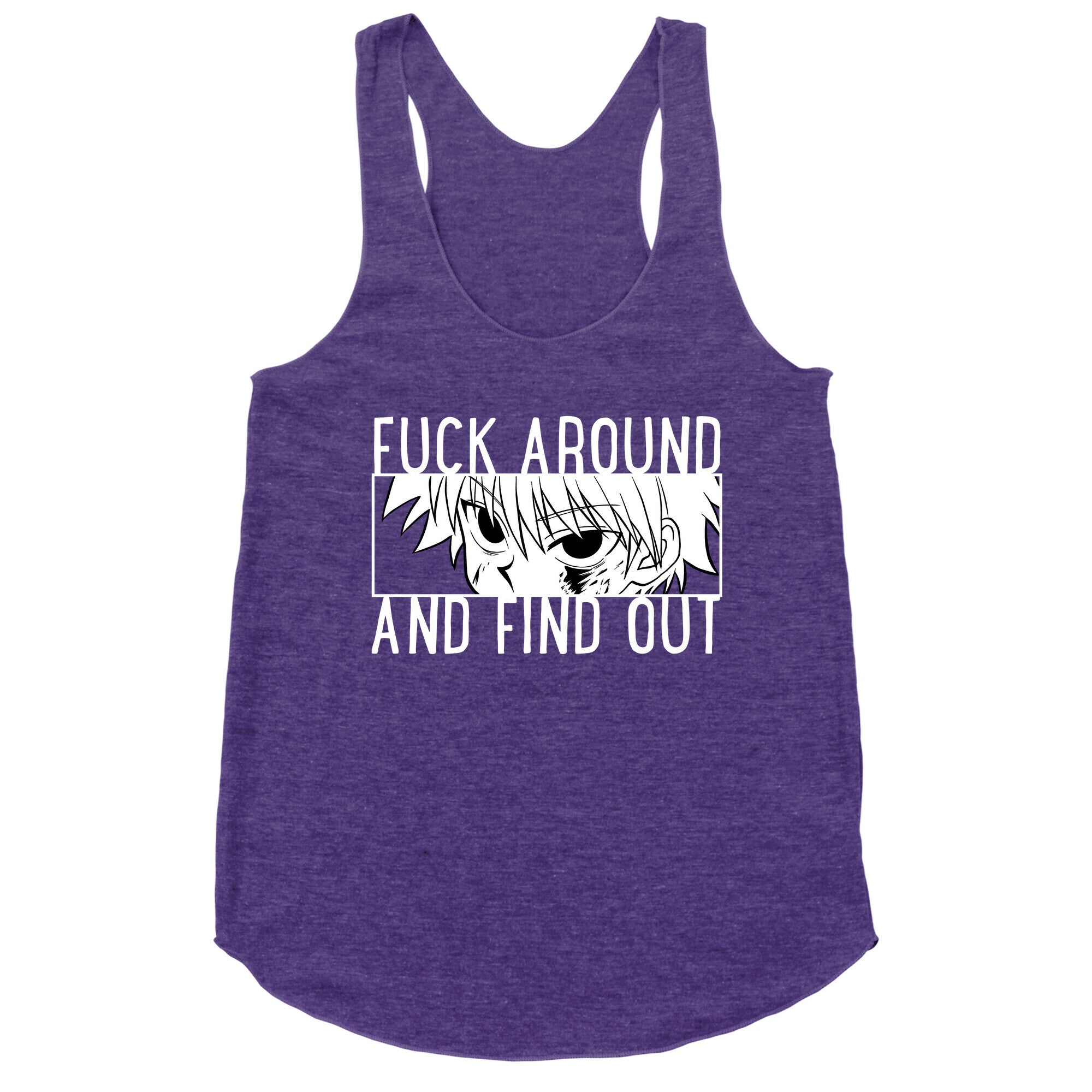 Killua Fuck Around And Find Out (white)  Racerback Tank