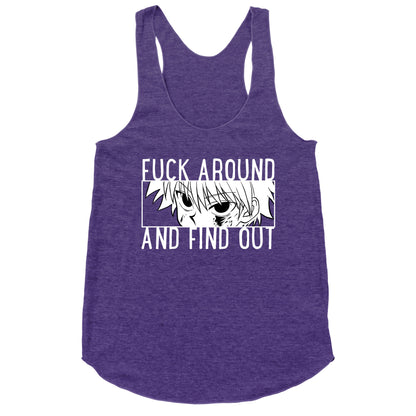 Killua Fuck Around And Find Out (white)  Racerback Tank