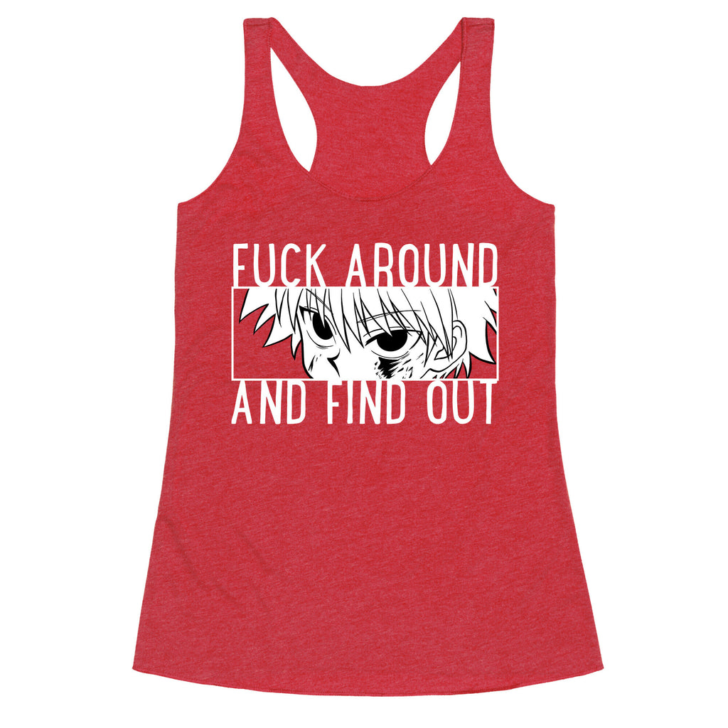 Killua Fuck Around And Find Out (white)  Racerback Tank