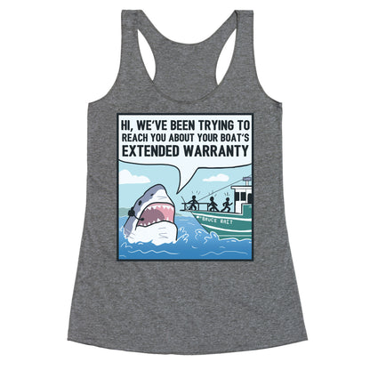 Your Boat's Extended Warranty Shark Racerback Tank