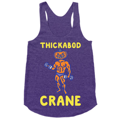 Thickabod Crane Parody White Print Racerback Tank