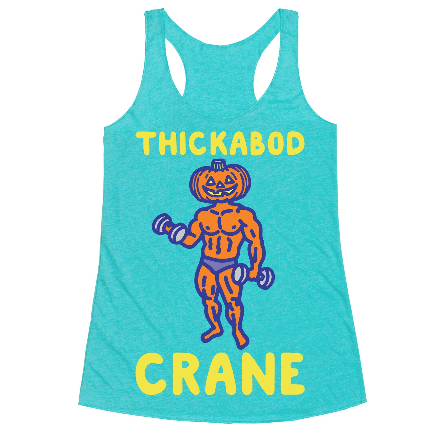 Thickabod Crane Parody White Print Racerback Tank