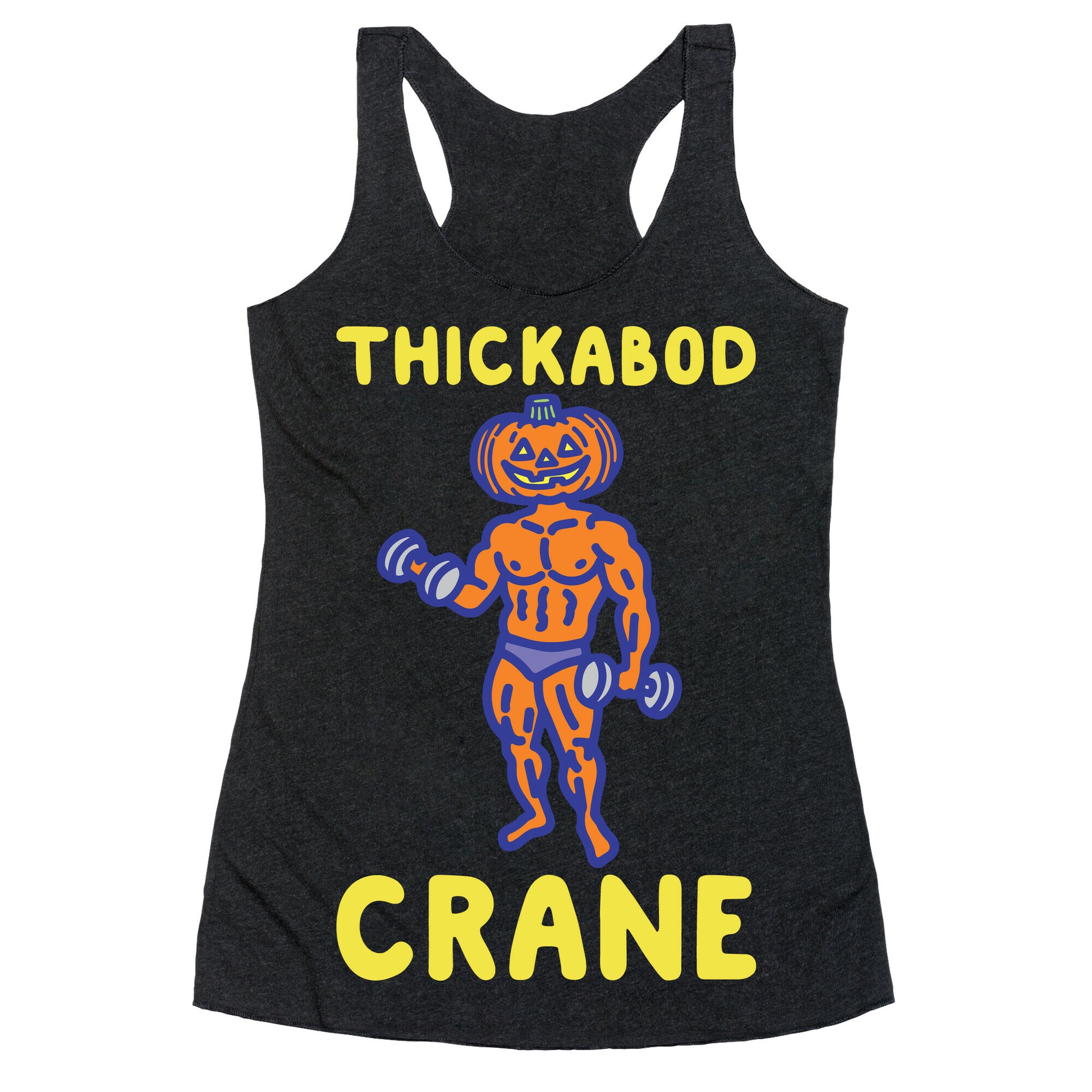 Thickabod Crane Parody White Print Racerback Tank