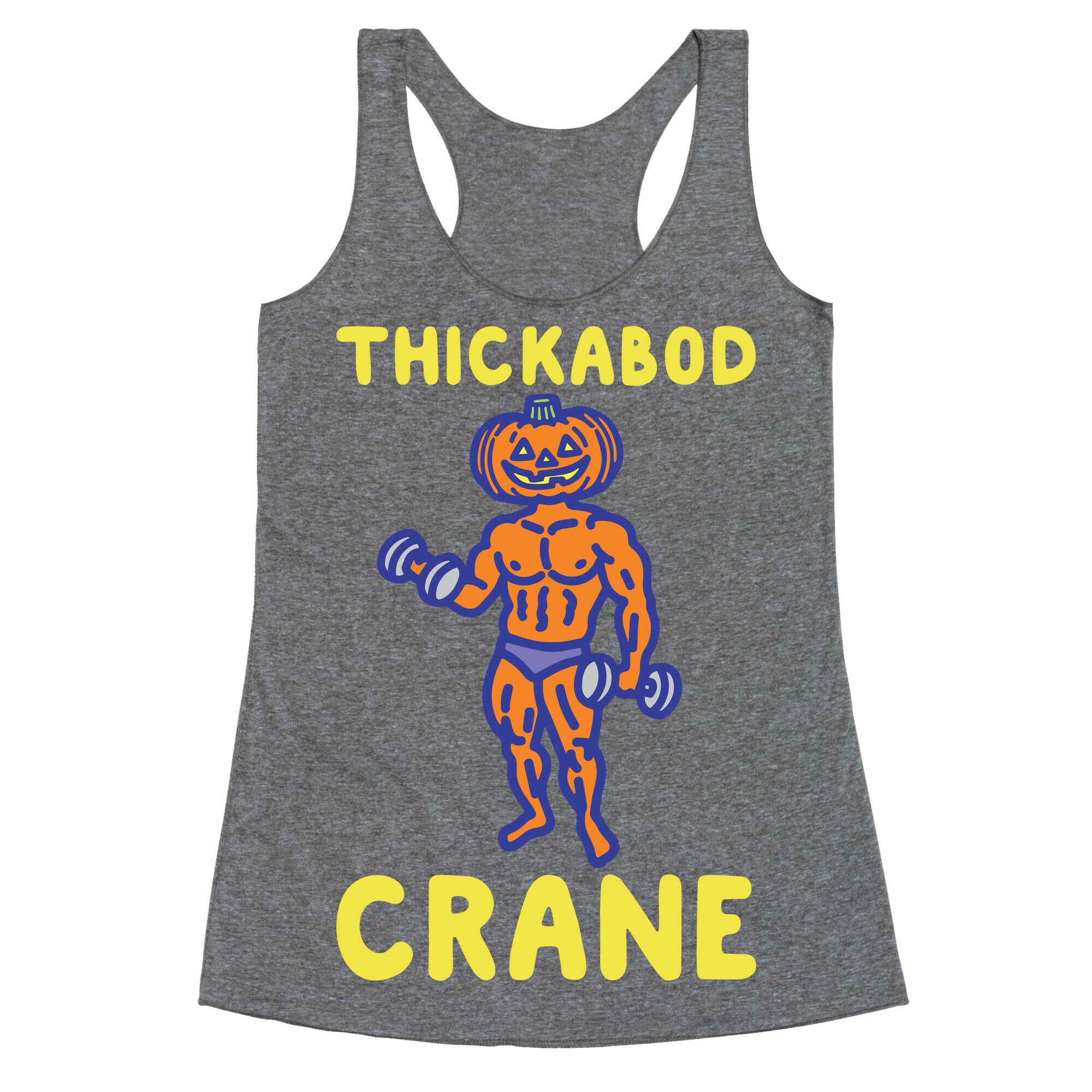Thickabod Crane Parody White Print Racerback Tank