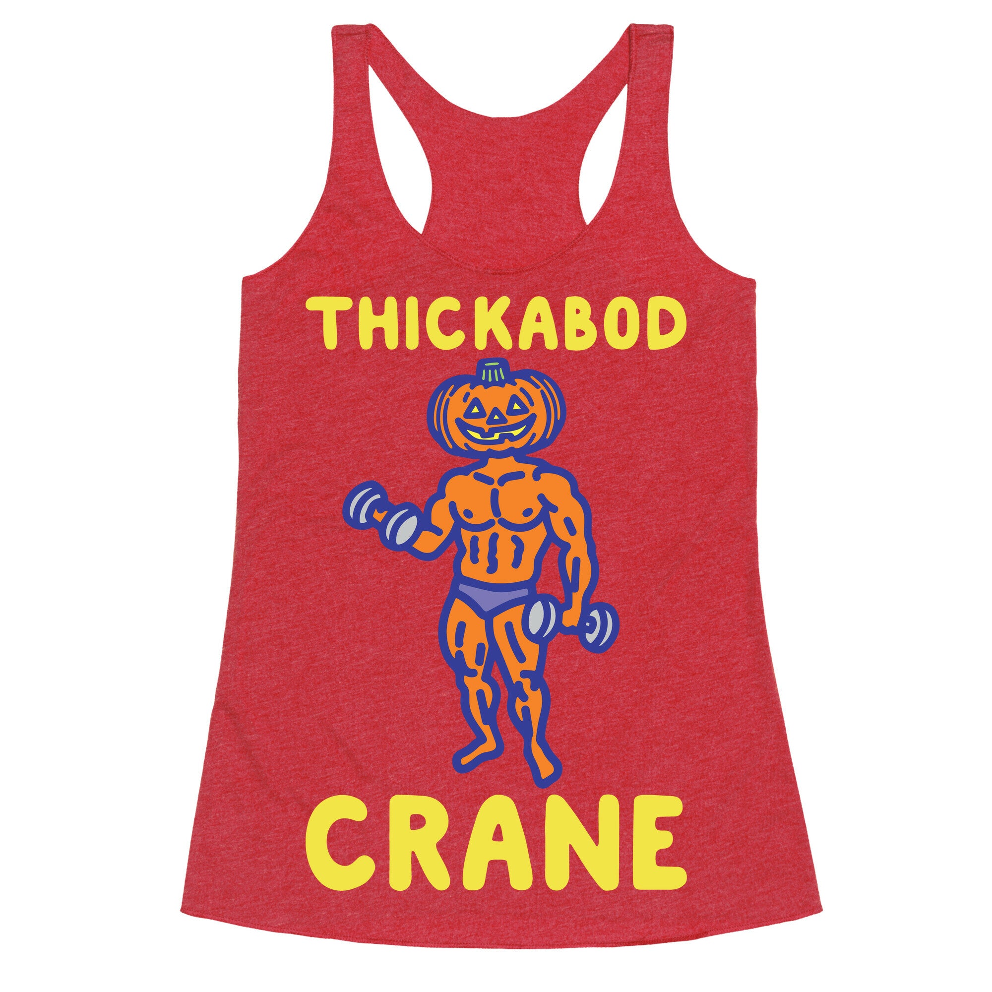 Thickabod Crane Parody White Print Racerback Tank