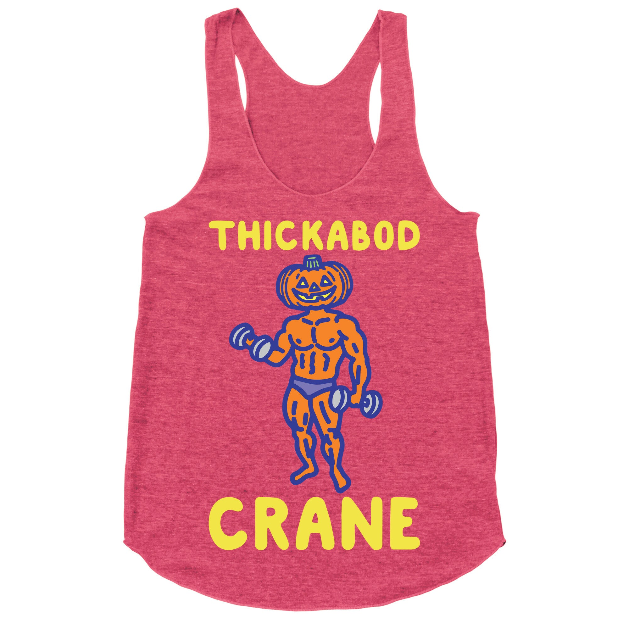 Thickabod Crane Parody White Print Racerback Tank