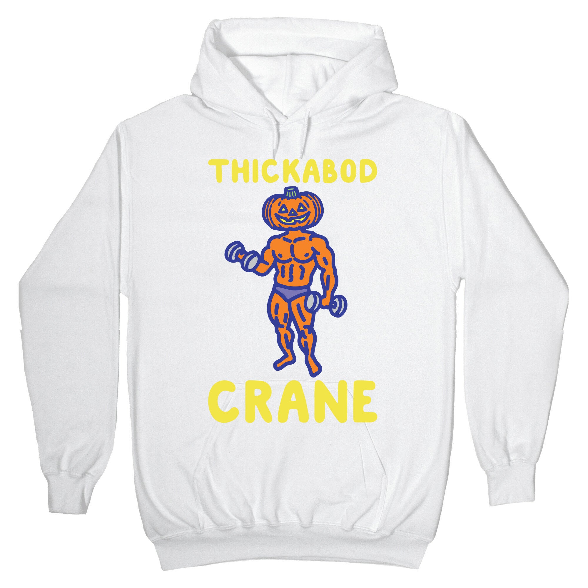 Thickabod Crane Parody White Print Hoodie