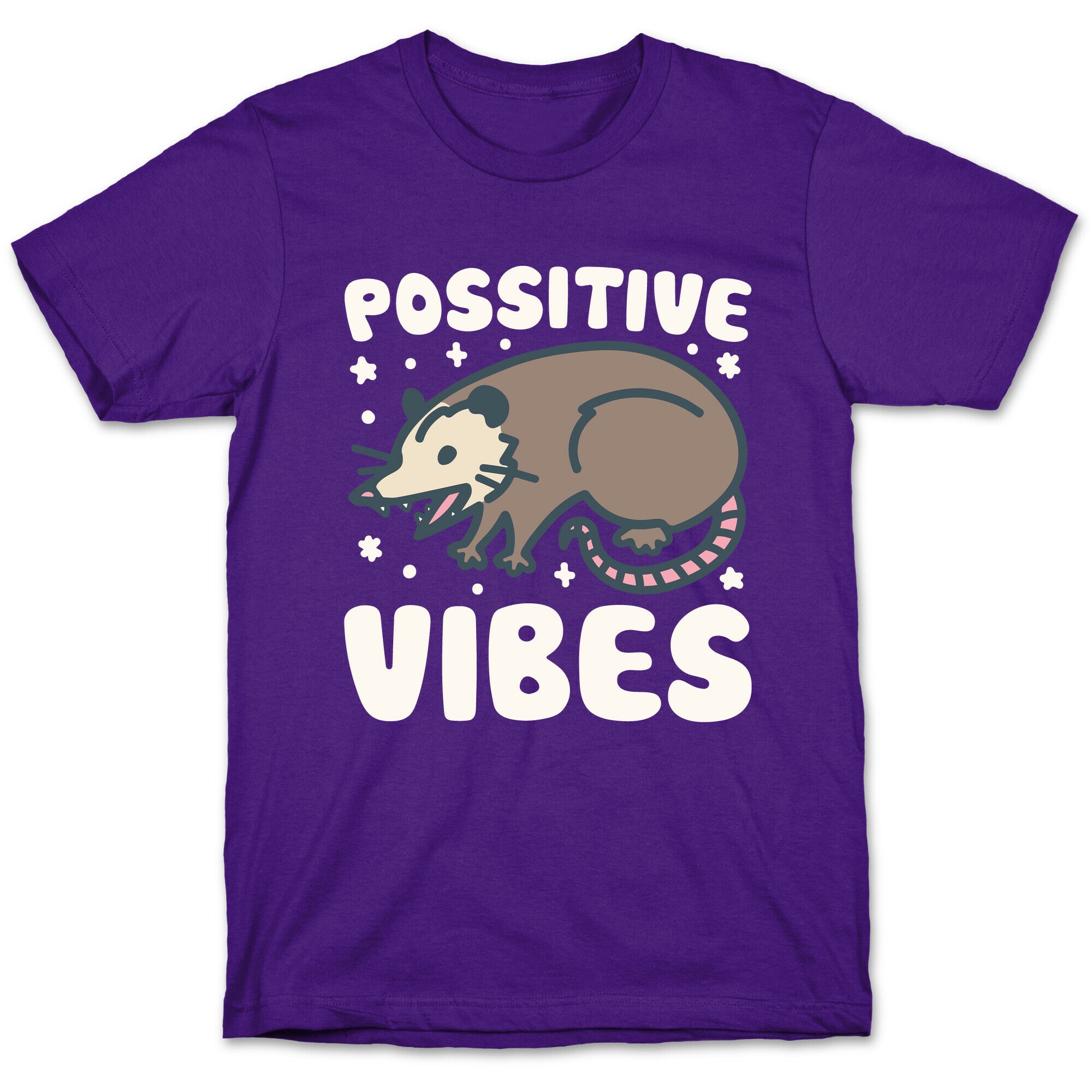 Possitive Vibes Opossum White Print T-Shirt