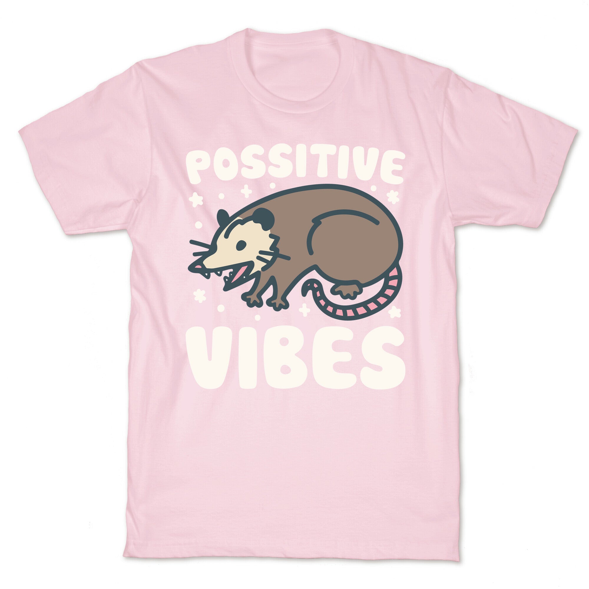 Possitive Vibes Opossum White Print T-Shirt