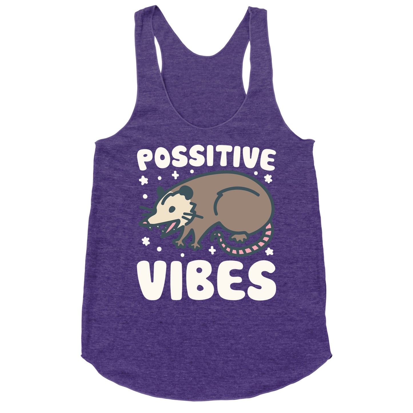 Possitive Vibes Opossum White Print Racerback Tank