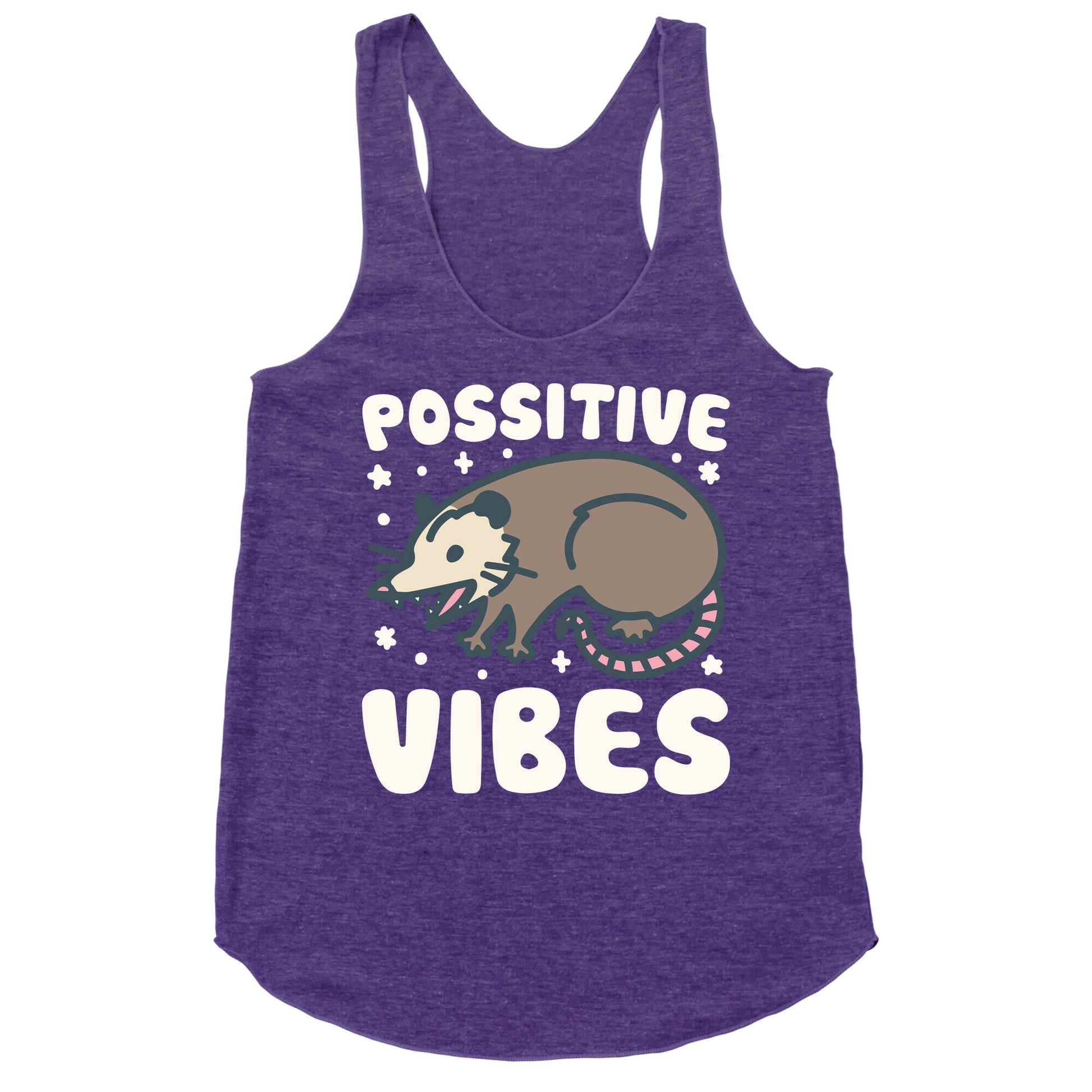 Possitive Vibes Opossum White Print Racerback Tank