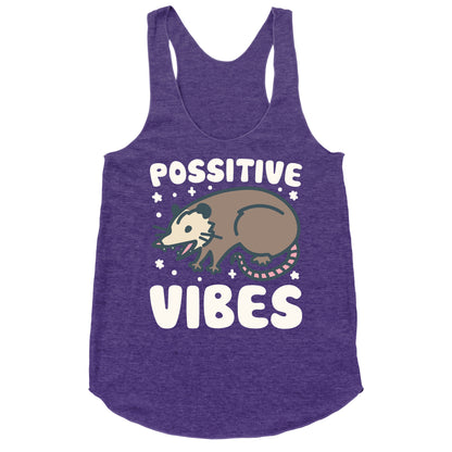 Possitive Vibes Opossum White Print Racerback Tank